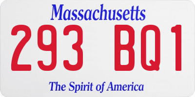 MA license plate 293BQ1