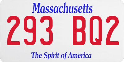 MA license plate 293BQ2