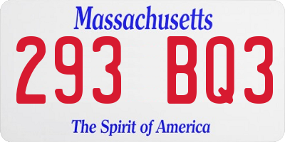 MA license plate 293BQ3