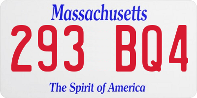 MA license plate 293BQ4
