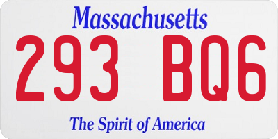 MA license plate 293BQ6