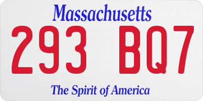 MA license plate 293BQ7