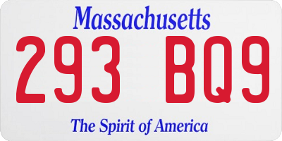 MA license plate 293BQ9