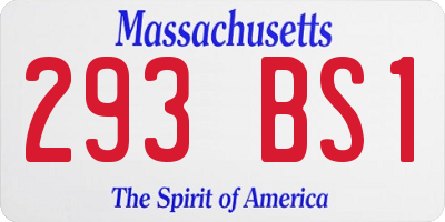 MA license plate 293BS1