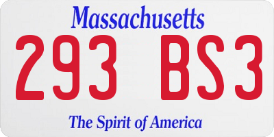 MA license plate 293BS3