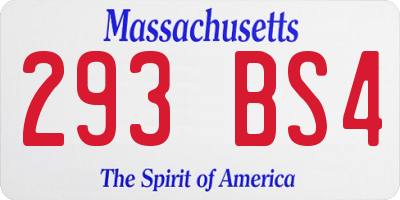 MA license plate 293BS4