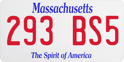 MA license plate 293BS5