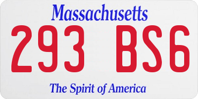 MA license plate 293BS6