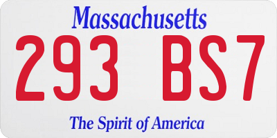MA license plate 293BS7