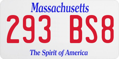 MA license plate 293BS8
