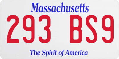 MA license plate 293BS9