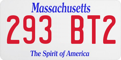MA license plate 293BT2
