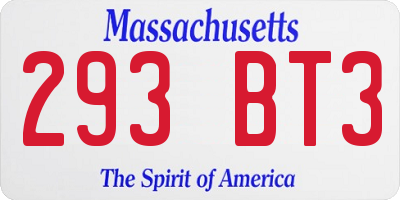 MA license plate 293BT3