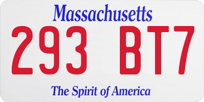 MA license plate 293BT7