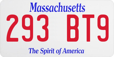 MA license plate 293BT9