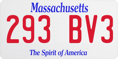 MA license plate 293BV3