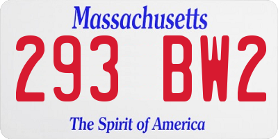MA license plate 293BW2