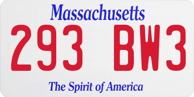 MA license plate 293BW3