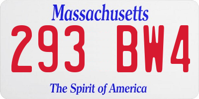 MA license plate 293BW4