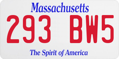 MA license plate 293BW5
