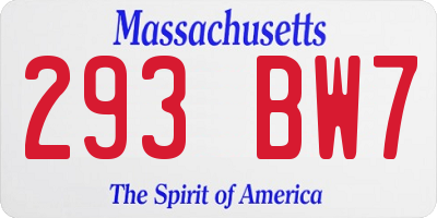 MA license plate 293BW7