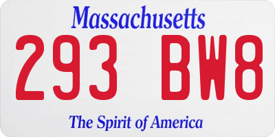 MA license plate 293BW8