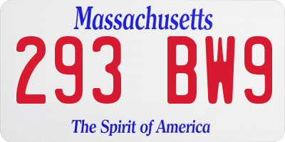 MA license plate 293BW9