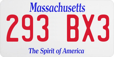 MA license plate 293BX3