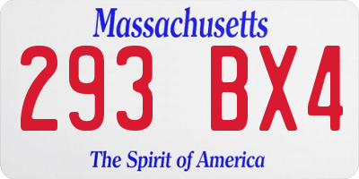 MA license plate 293BX4