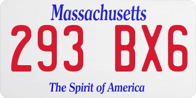 MA license plate 293BX6