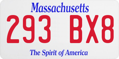MA license plate 293BX8