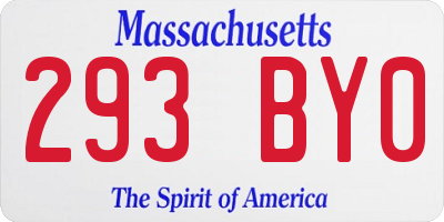 MA license plate 293BY0