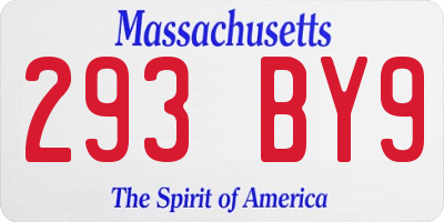 MA license plate 293BY9