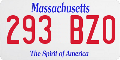 MA license plate 293BZ0