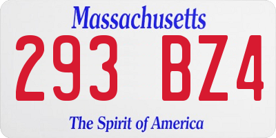 MA license plate 293BZ4