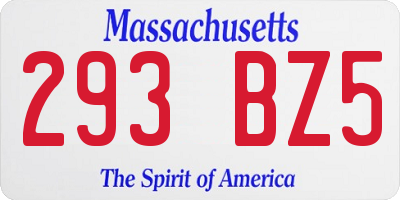 MA license plate 293BZ5