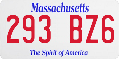 MA license plate 293BZ6