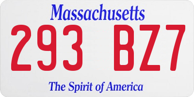 MA license plate 293BZ7