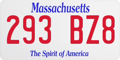 MA license plate 293BZ8