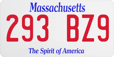 MA license plate 293BZ9