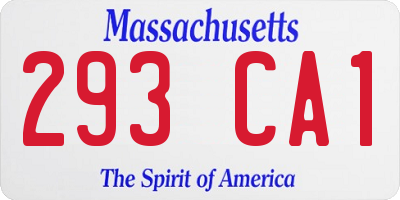 MA license plate 293CA1