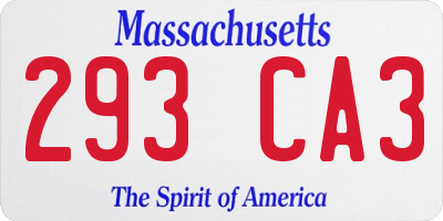 MA license plate 293CA3
