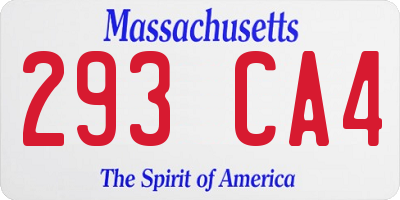 MA license plate 293CA4