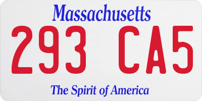 MA license plate 293CA5