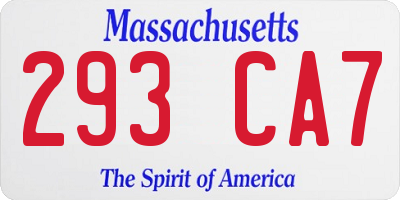 MA license plate 293CA7