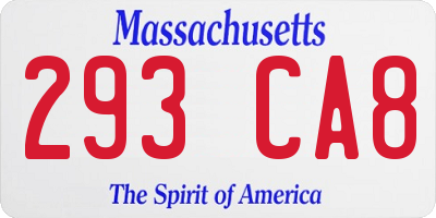 MA license plate 293CA8