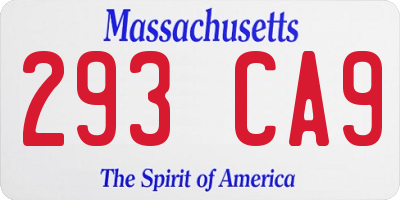 MA license plate 293CA9