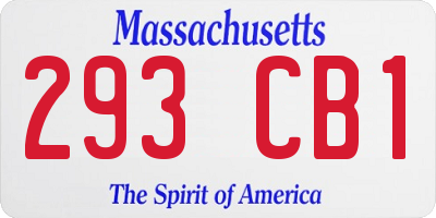 MA license plate 293CB1