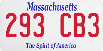 MA license plate 293CB3