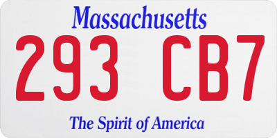 MA license plate 293CB7